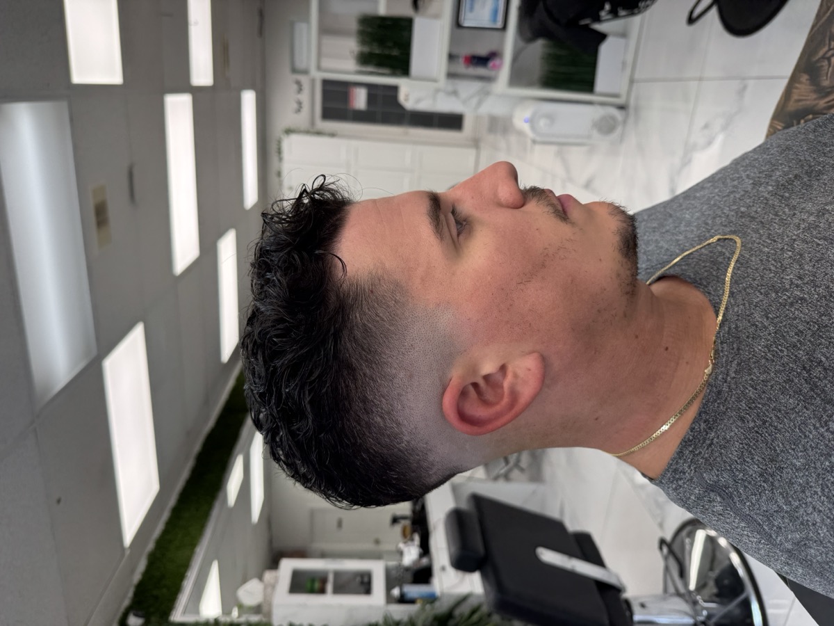 Curly fade with line-up